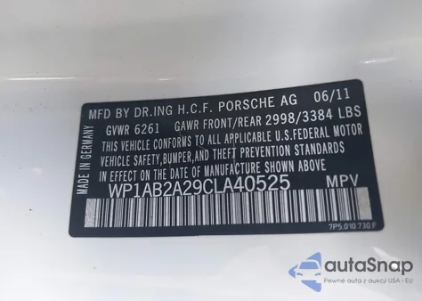 2012 Porsche Cayenne S z USA, uszkodzony, nr VIN WP1AB2A29CLA40525